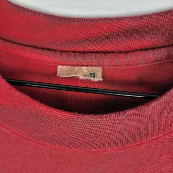 Vintage 90S Mens L Giraffe T Shirt Single Stitch Red All Over Print Anvil Tag - Picture 4 of 6